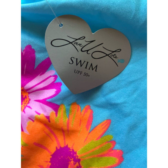 Love U LOTS NWT DAISY TANKINI WITH UPF 50+ AQUA AND PINK SET FOR GIRLS SIZE 4 - Picture 9 of 9